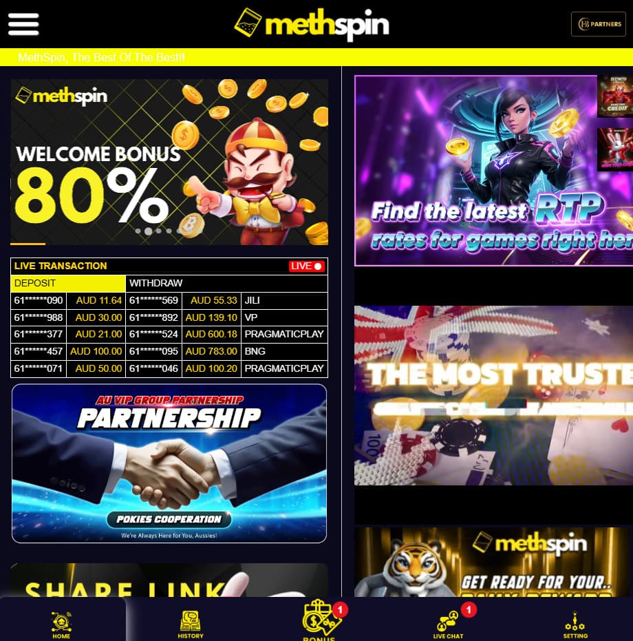 MethSpin casino lobby screenshot